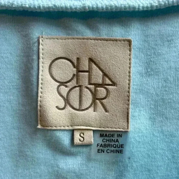 CHASER blue terry v neck shirt size small - Picture 2 of 8